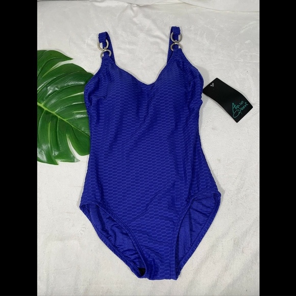 NWD $50 Aqua Green Textured One Piece Swimsuit in‎ Blue [SZ Small ] - Picture 3 of 12